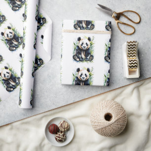Beautiful Watercolor Panda Bear  Wrapping Paper