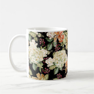Beautiful watercolor pattern with flowers of hydra coffee mug