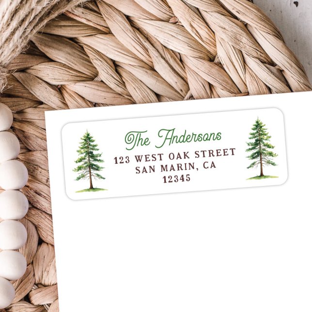 Beautiful Watercolor Pine Tree Return Address Label (Creator Uploaded)