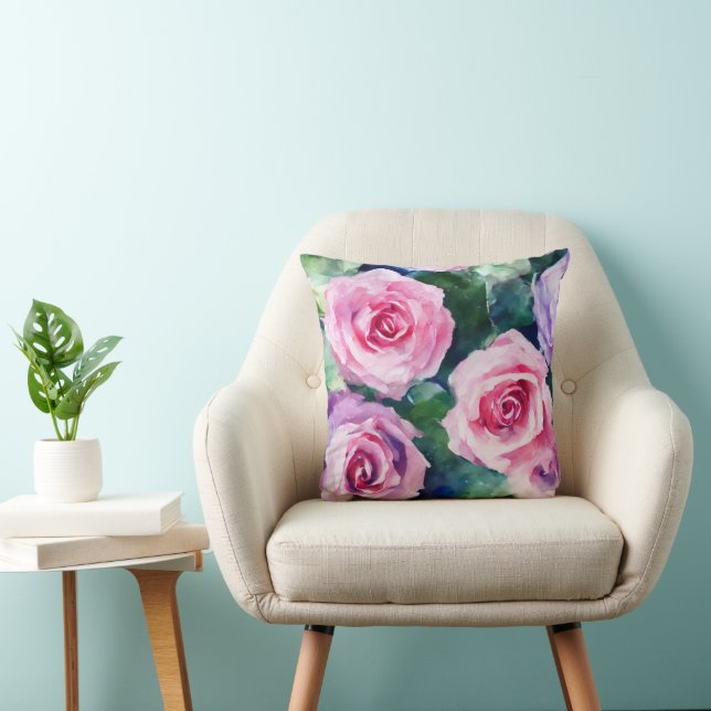 Beautiful Watercolor Pink Rose Popular Collection Cushion (Chair)
