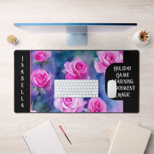 Beautiful Watercolor Pink Rose Trendy Collection Desk Mat