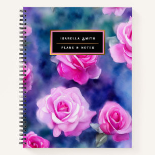 Beautiful Watercolor Pink Rose Trendy Collection Notebook