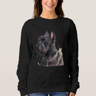 Beautiful Watercolor Scottish Terrier Portrait Sweatshirt