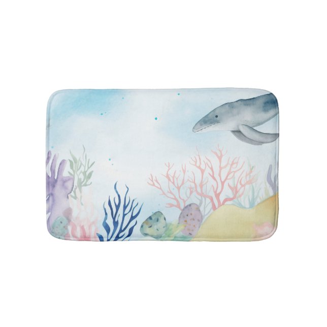 Beautiful watercolor sea life  bath mat (Front)
