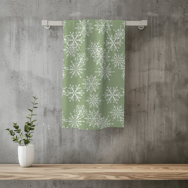 Beautiful Watercolor Snowflake Holiday Bath Towel Set (Creator Uploaded)