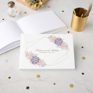 Beautiful Watercolor Succulents Wedding Guest Book