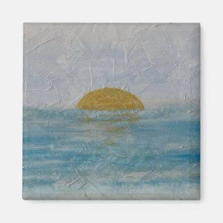 Beautiful Watercolor Sun and Water Square Magnet 