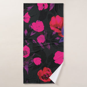 Beautiful watercolor tulip flowers seamless patter bath towel