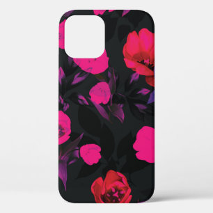 Beautiful watercolor tulip flowers seamless patter iPhone 12 case