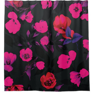 Beautiful watercolor tulip flowers seamless patter shower curtain