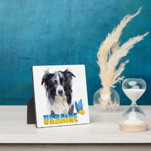 Beautiful Watercolor Ukraine Dog and Butterfly  Plaque