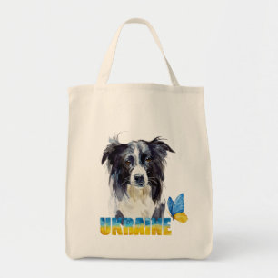 Beautiful Watercolor Ukraine Dog and Butterfly  Tote Bag