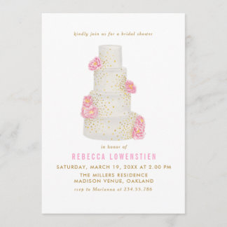 Beautiful Watercolor Wedding Cake Bridal Shower Invitation