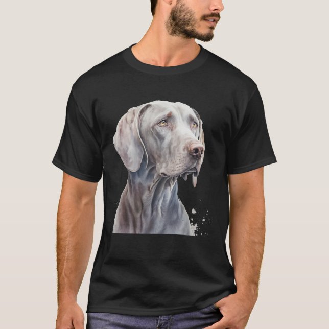 Beautiful Watercolor Weimaraner Portrait T-Shirt (Front)