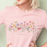 Beautiful Watercolor Wildflower Botanical Garden T-Shirt<br><div class="desc">Our beautiful country meadow watercolor field wildflowers are handpainted with love. We've selected a beautiful light colour palette to create an elegant and calm mood. Our watercolor wildflowers are arranged to create this beautiful arrangement. Our wildflowers illustrations are painted by us in watercolor and then digitally scanned and arranged to...</div>