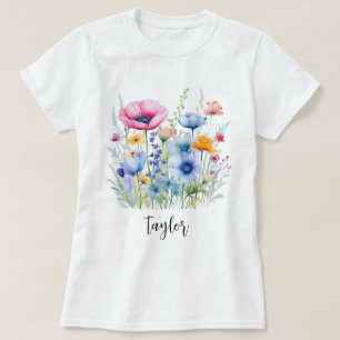Beautiful Watercolor Wildflower Botanical Garden T-Shirt
