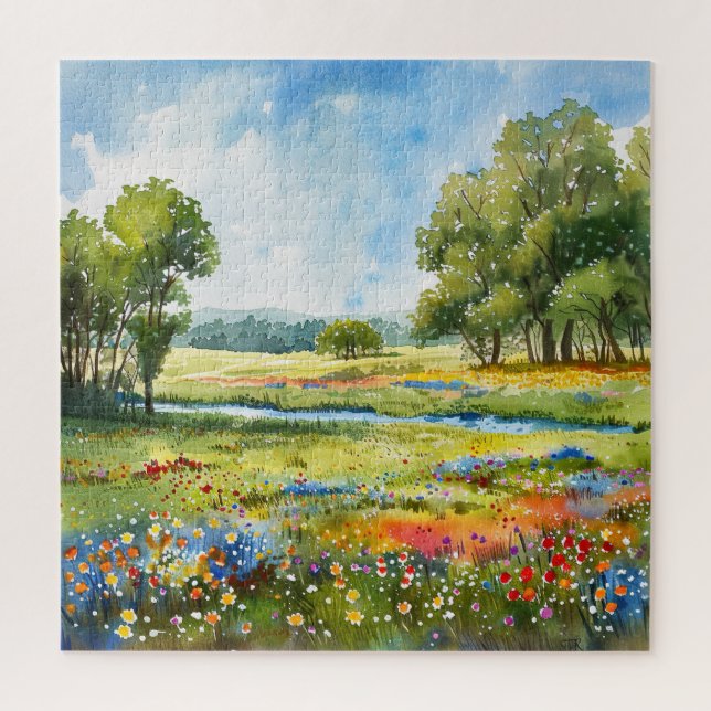 Beautiful Watercolor Wildflower Field Jigsaw Puzzle (Vertical)
