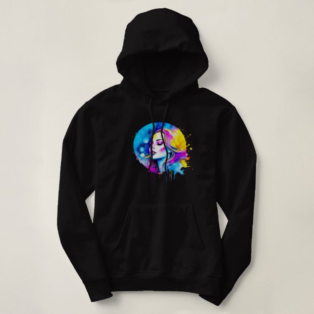 Beautiful Watercolor Woman Abstract Hoodie (Design Front)