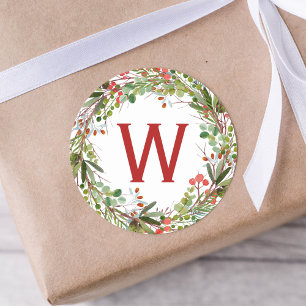 Beautiful Watercolor Wreath Winter Christmas  Classic Round Sticker