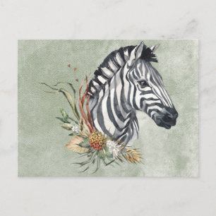 Beautiful Watercolor Zebra Postcard