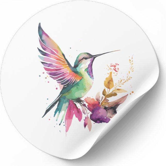 Beautiful watercolors hummingbird illustration classic round sticker (Creator Uploaded)