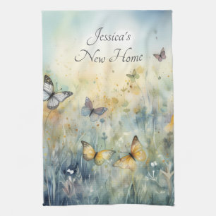 Beautiful Watercolour Butterflies Personalised  Tea Towel