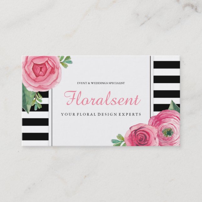 Beautiful Watercolour Floral Business Cards (Front)