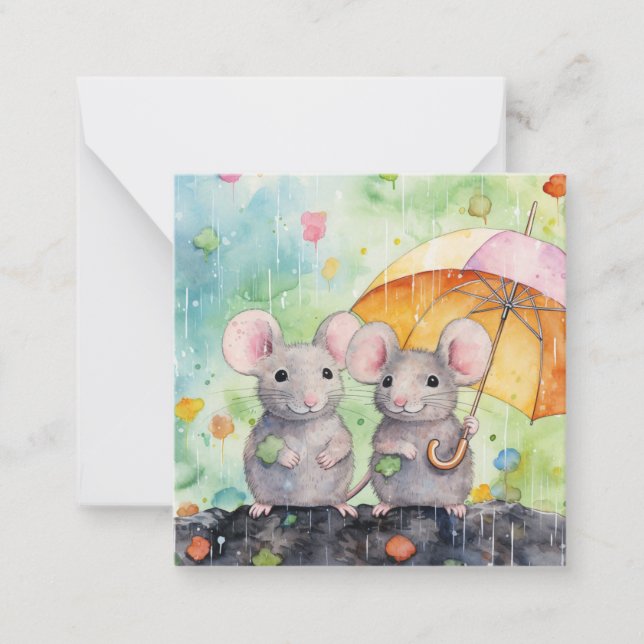 Beautiful Watercolour Mouse Card (Front)