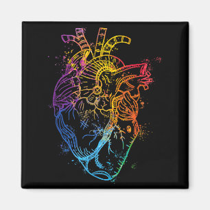 Beautiful Watercolour Rainbow Heart Organ Human Bo Magnet