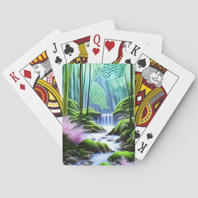 Beautiful Waterfall Forest Playing Cards (Back)