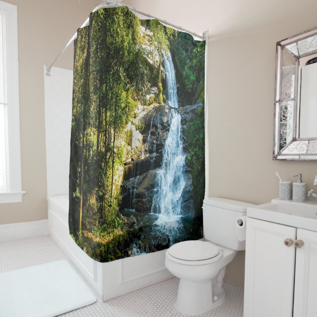 Beautiful Waterfall Image, Country Shower Curtain (In Situ)
