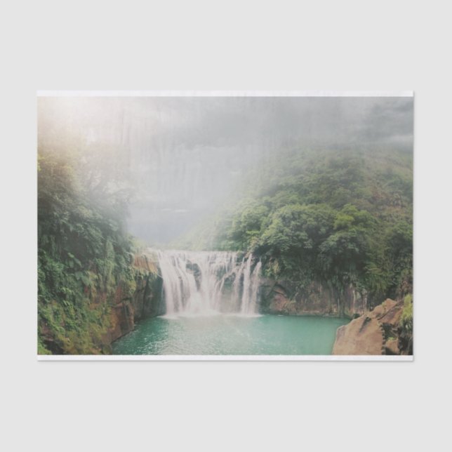  Beautiful Waterfall in a Lush Green Forest Tissue Paper (Front)