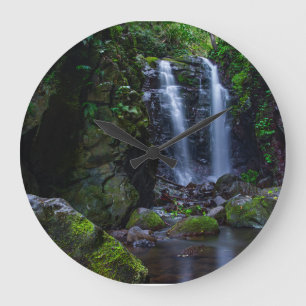 Beautiful waterfall in rainforest large clock