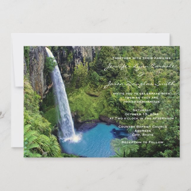 Beautiful Waterfall Outdoor Wedding Invitations (Front)