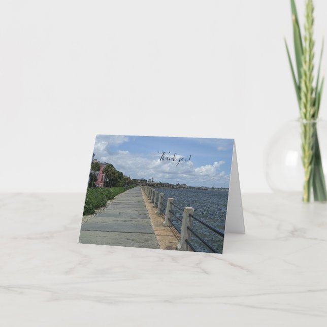 Beautiful Waterfront Walkway Thank You Card (Front)