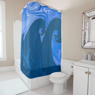 Beautiful Waves Abstract Painting Wall Art Shower Curtain