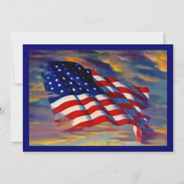 BEAUTIFUL WAVING FLAG PARTY INVITE ~ EZ2 CUSTOMIZE (Front)