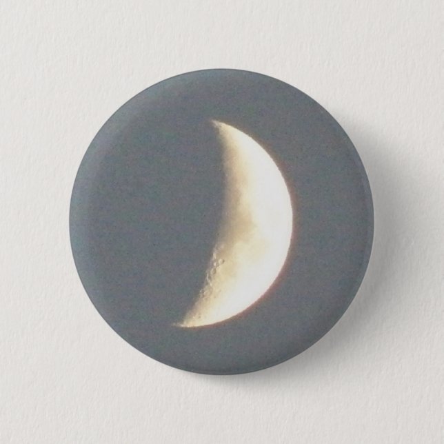 Beautiful Waxing Crescent Moon at Dusk Button (Front)