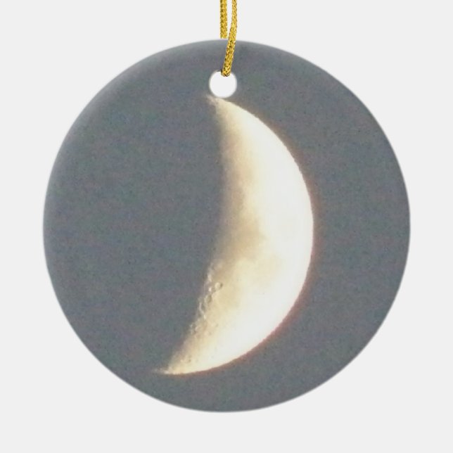 Beautiful Waxing Crescent Moon at Dusk Custom Ceramic Tree Decoration (Front)