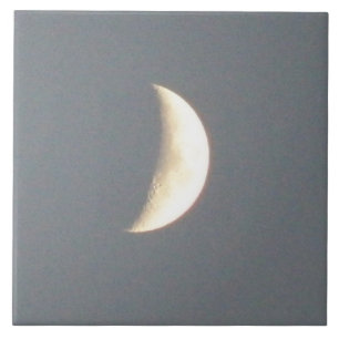 Beautiful Waxing Crescent Moon at Dusk Tile