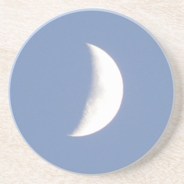 Beautiful Waxing Crescent Moon in Daylight Coaster (Front)