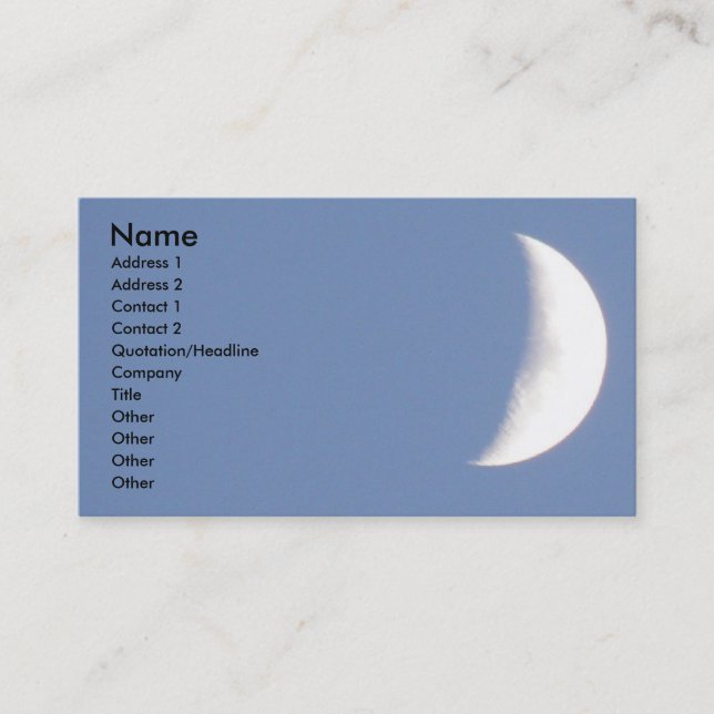 Beautiful Waxing Crescent Moon in Daylight Custom Business Card (Front)