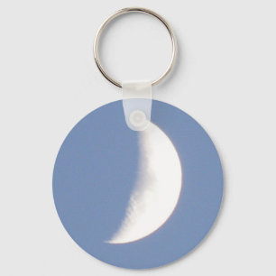 Beautiful Waxing Crescent Moon in Daylight Keychai Key Ring