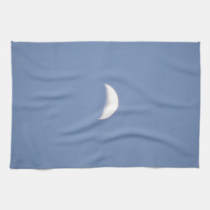 Beautiful Waxing Crescent Moon in Daylight Kitchen Tea Towel