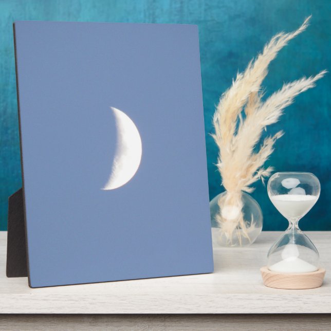 Beautiful Waxing Crescent Moon in Daylight Plaque (Side)