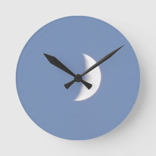 Beautiful Waxing Crescent Moon in Daylight Round Clock