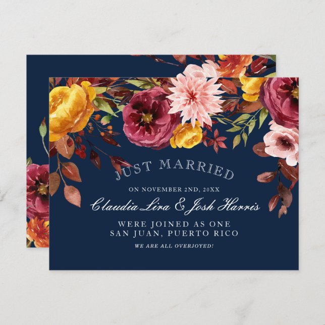 Beautiful Wedding Announcements for Fall Wedding (Front/Back)