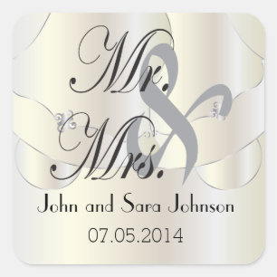 Beautiful Wedding Bells Personalised Square Sticker