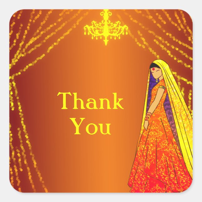 Beautiful Wedding Bride Thank You Favour Sticker (Front)