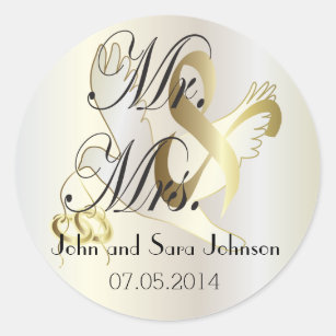 Beautiful Wedding Dove    Personalise Classic Round Sticker